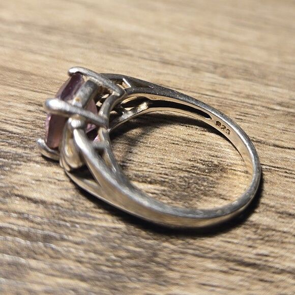 Filigree purple stone Vintage Sterling Silver Ring Sz 7 - Picture 7 of 7